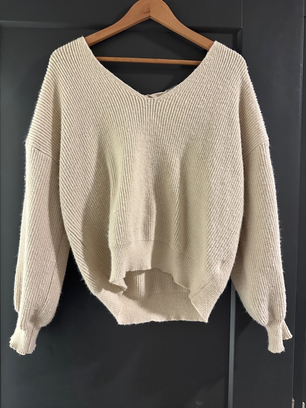 Cozy V-Neck Cream Knit Sweater